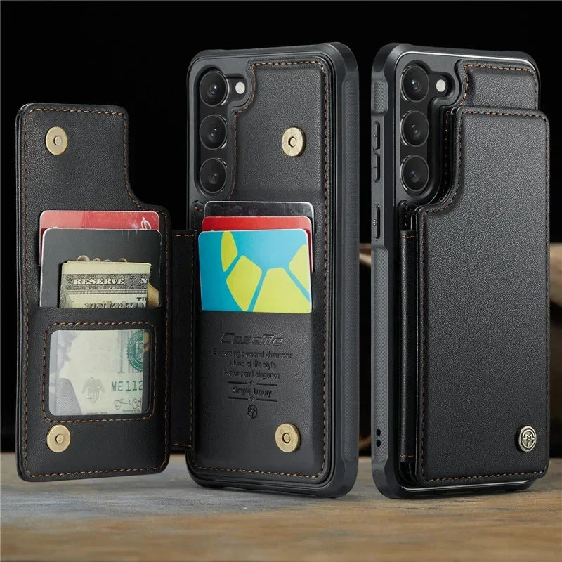 Leather Magnetic Wallet Phone Case with Pocket for Samsung