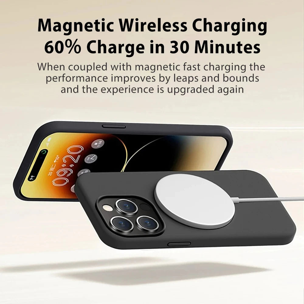 MagSafe Silicone Shockproof Case for iPhone with Wireless Charging
