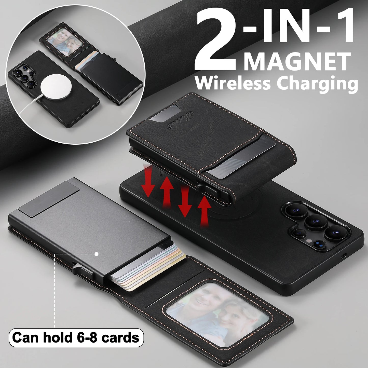 Luxury PU Leather Wallet Phone Case with Card Slot for Samsung