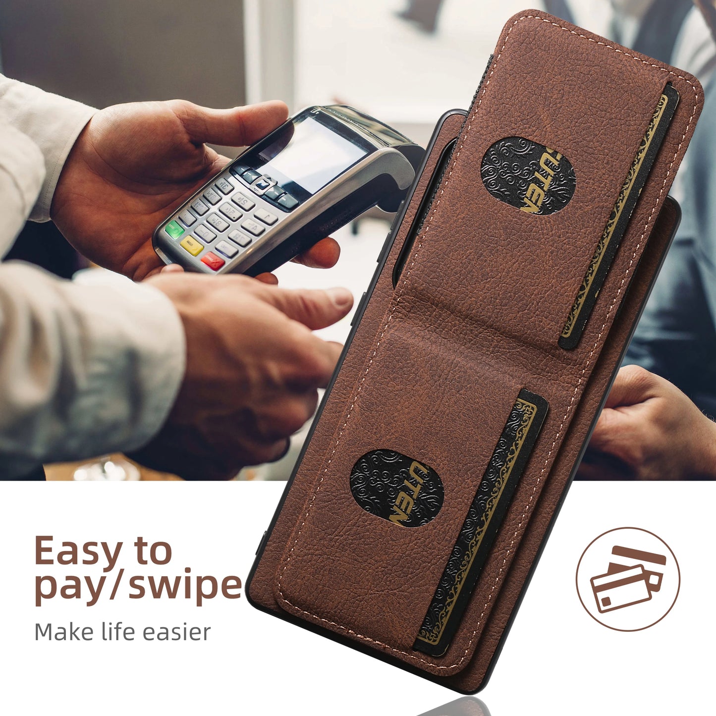 Luxury PU Leather Card Holder Stand Case for Samsung