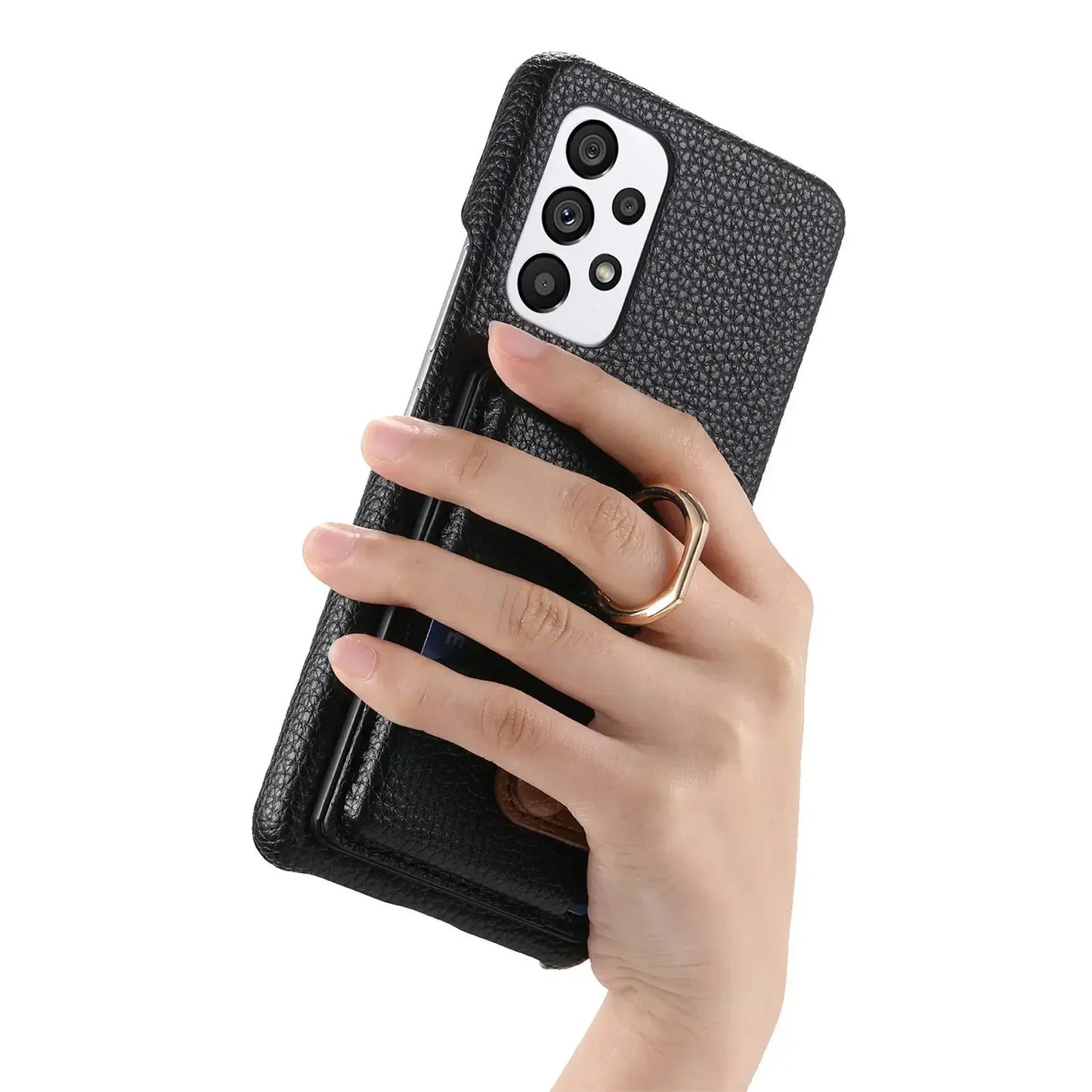 Leather Wallet Phone Case with Ring for Samsung Galaxy Series