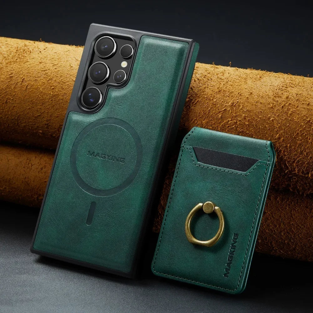 Detachable Magnetic Leather Wallet Case with Card Holder for Samsung