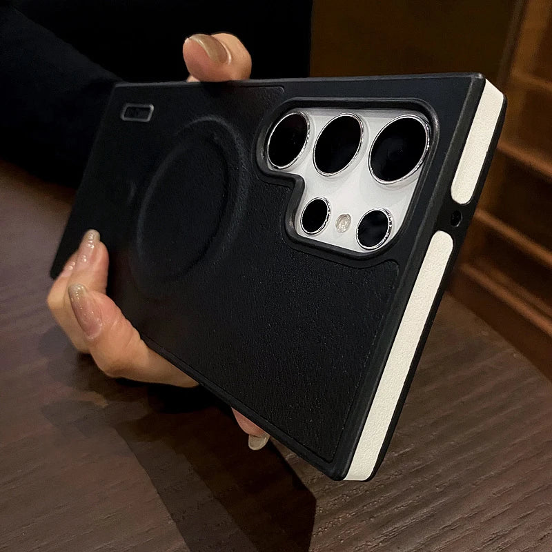 Luxury Matte Leather Magnetic Case for Samsung Galaxy