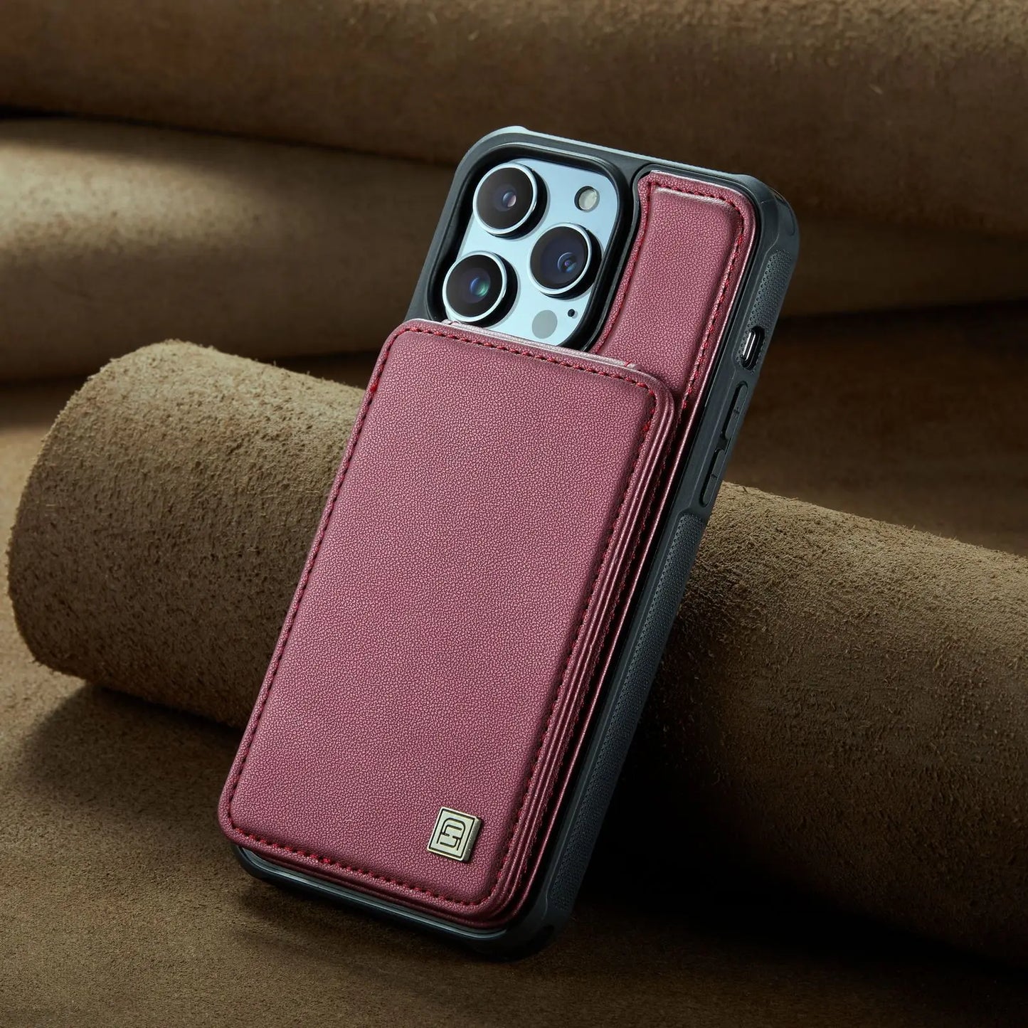 Magnetic Leather Wallet Case with Card Holder for iPhone