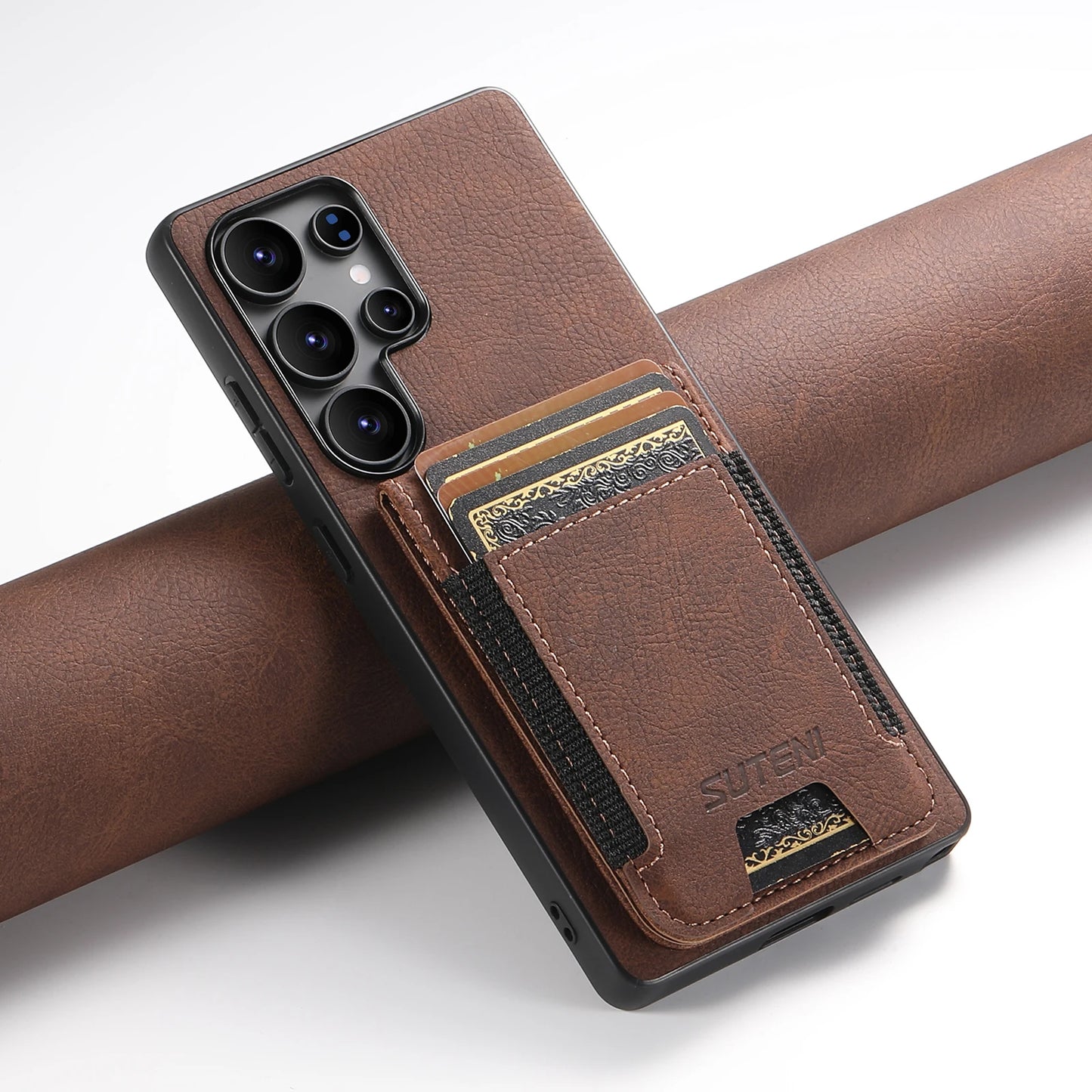 Luxury PU Leather Card Holder Stand Case for Samsung