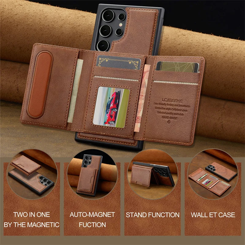 Luxury Magsafe Leather Wallet Phone Case for Samsung Galaxy