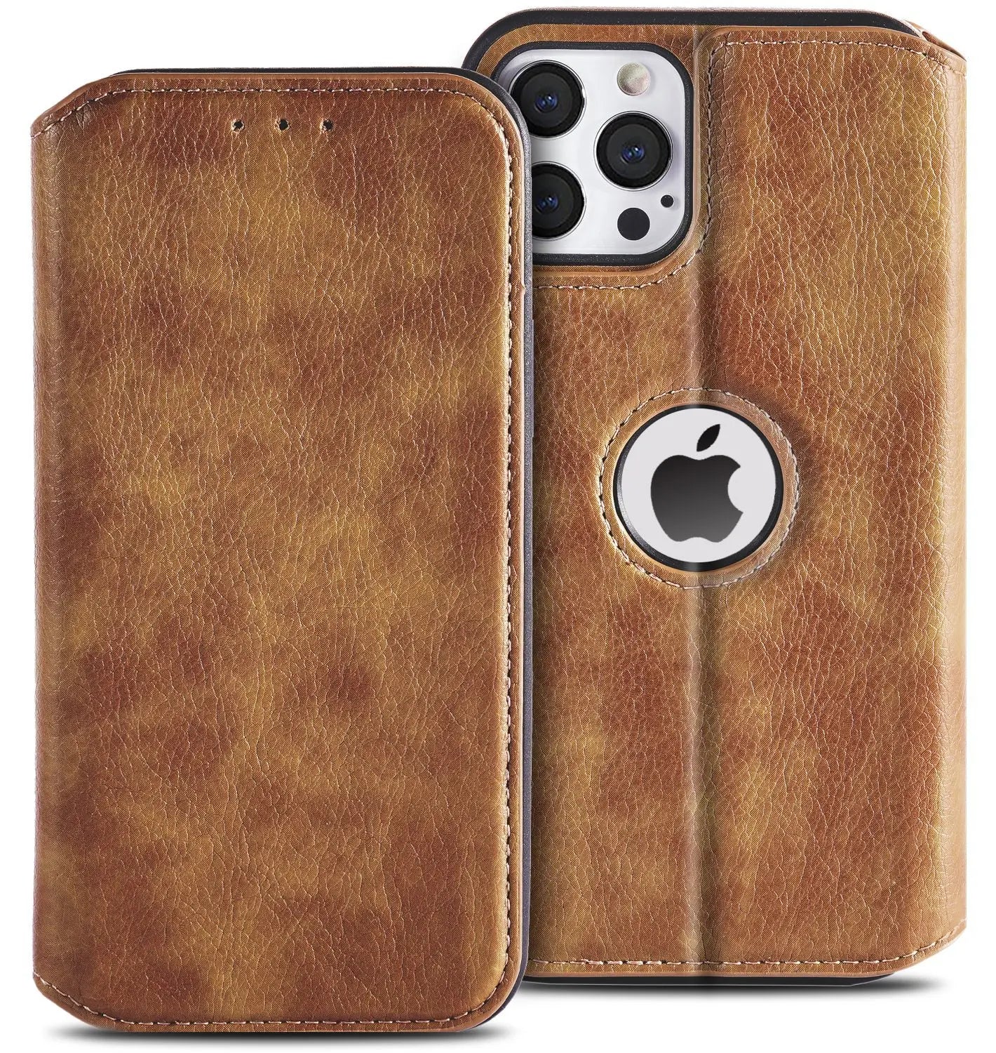 Magnetic Leather Wallet Case with RFID Blocking for iPhone