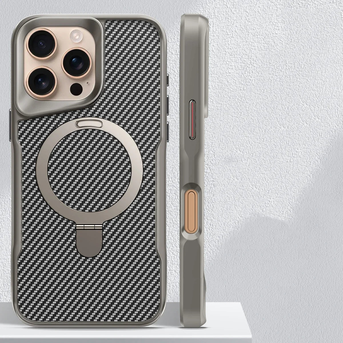 Desert Titanium MagSafe Carbon Armor iPhone Case