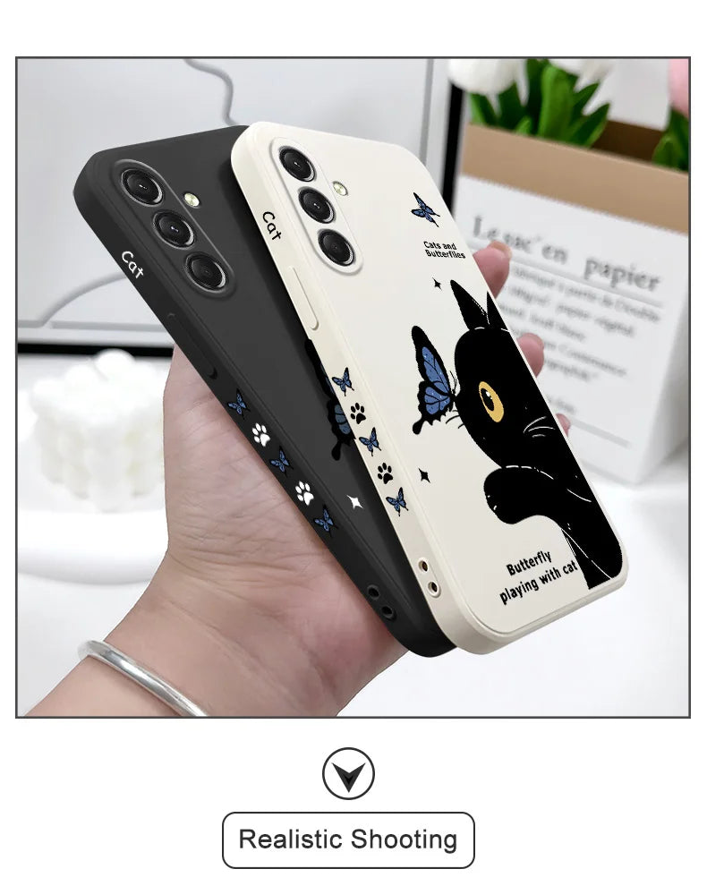Cute Cat Butterfly Phone Case for Samsung Galaxy