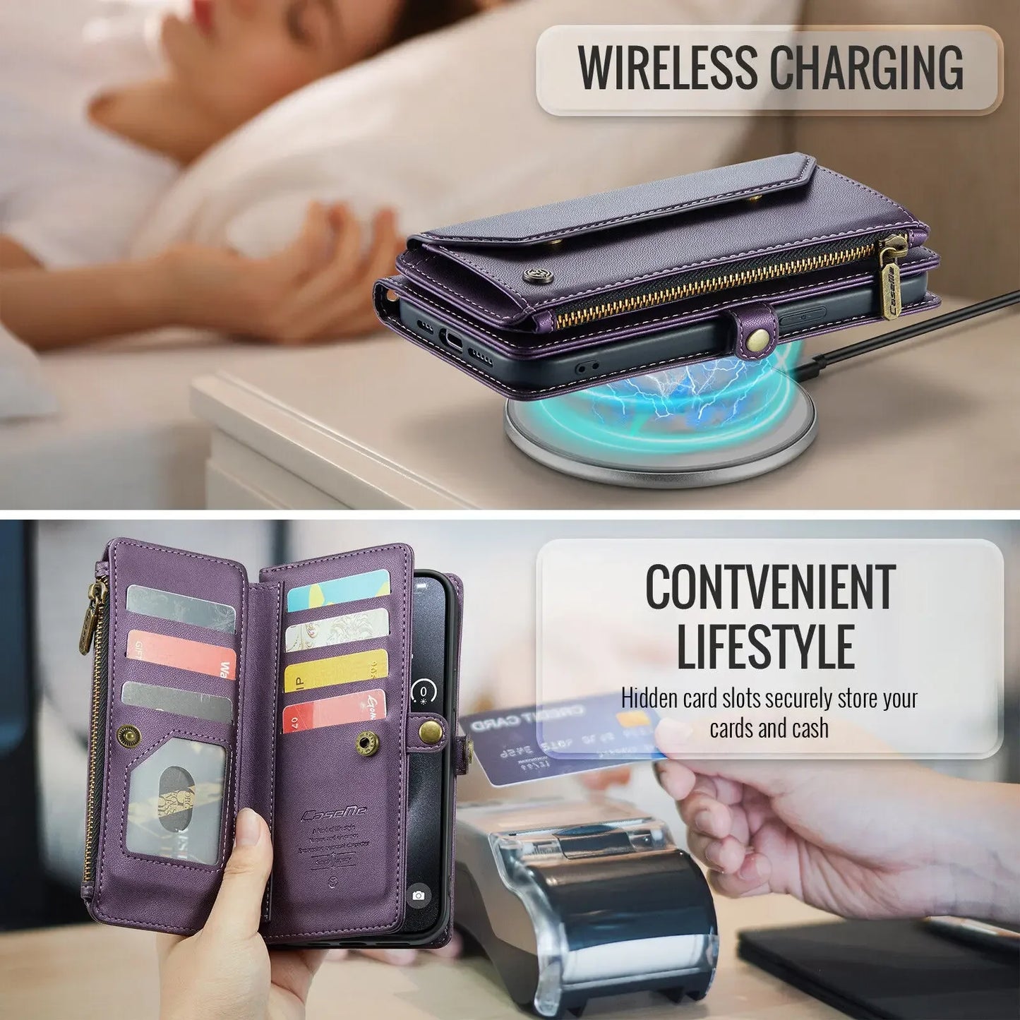 Crossbody Wallet Phone Case with Card Holder for iPhone