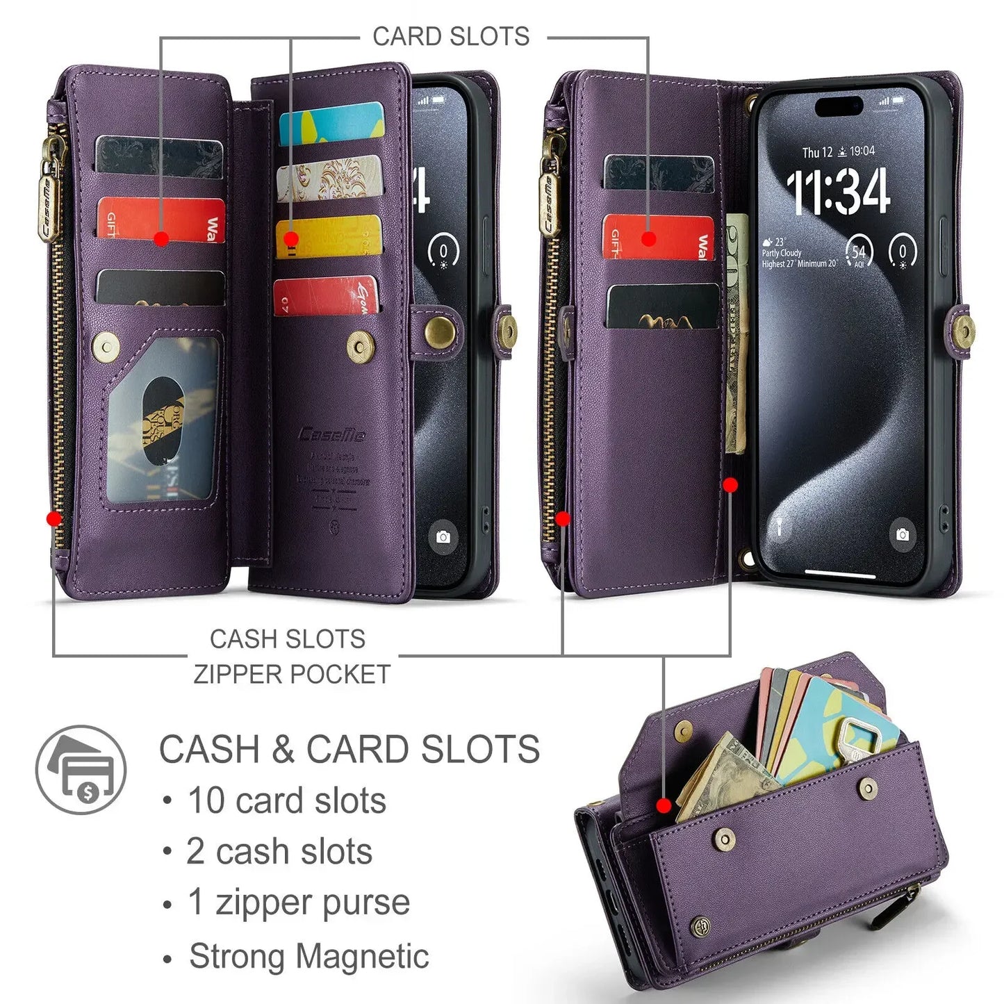 Crossbody Wallet Phone Case with Card Holder for iPhone