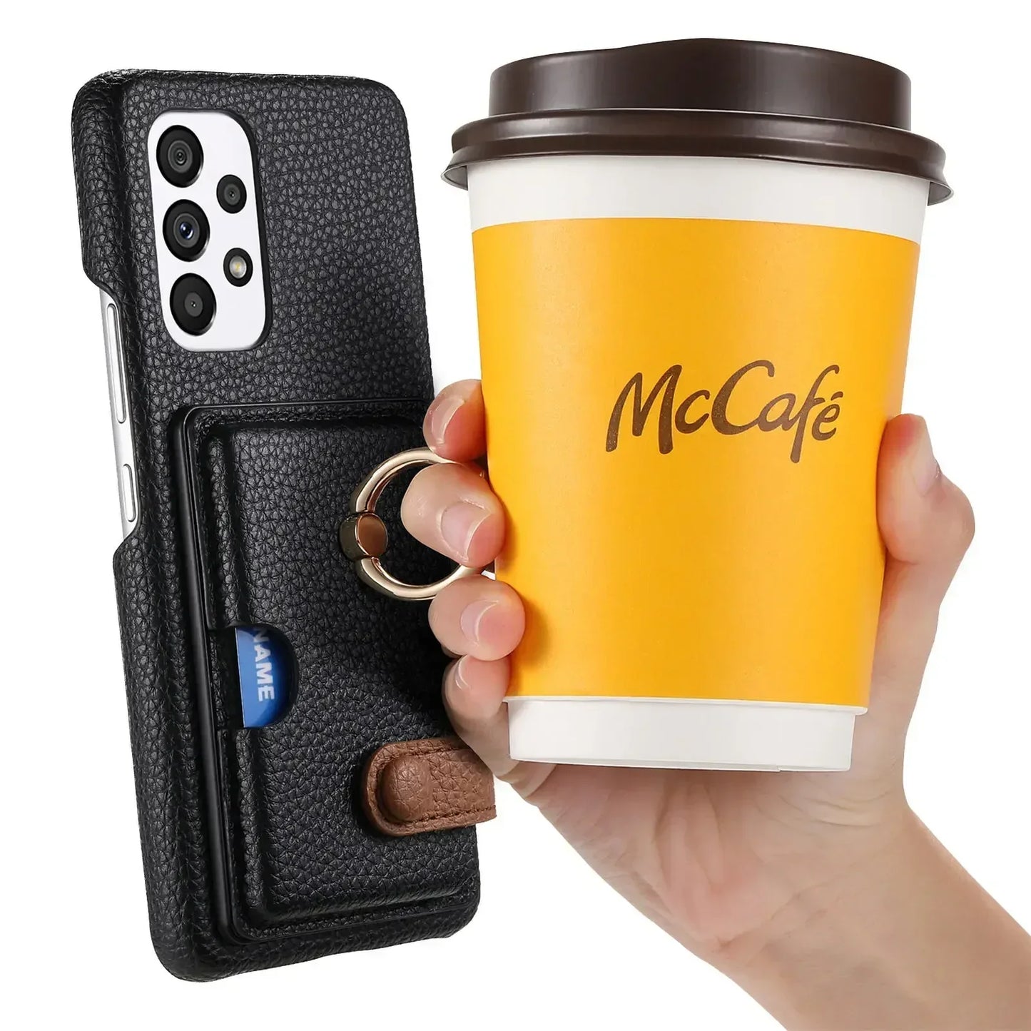 Leather Wallet Phone Case with Ring for Samsung Galaxy Series