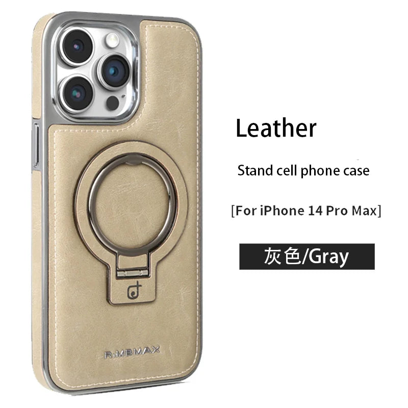 Luxury Leather MagSafe Stand Case for iPhone