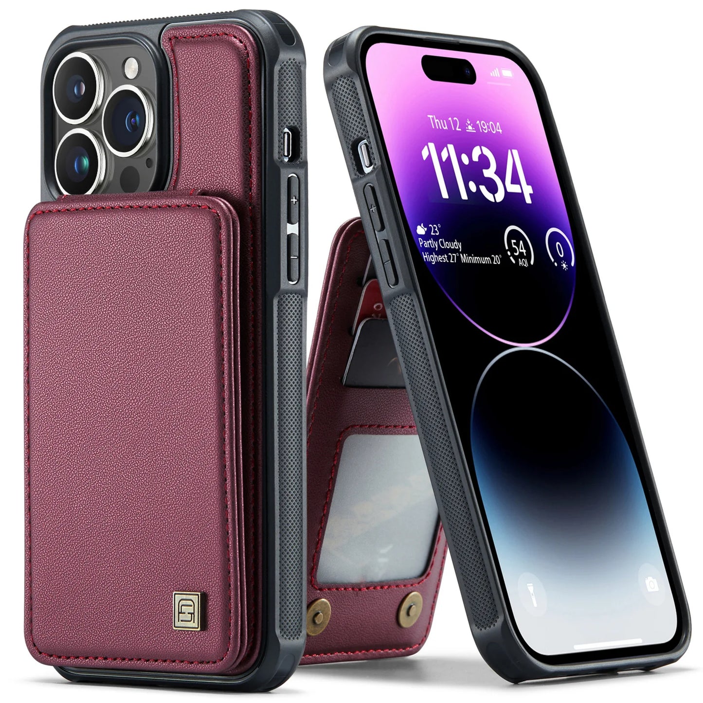 Magnetic Leather Wallet Case with Card Holder for iPhone