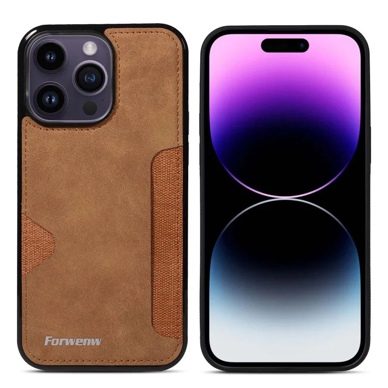 Retro Card Holder Leather Case for iPhone - CaseifyTrend