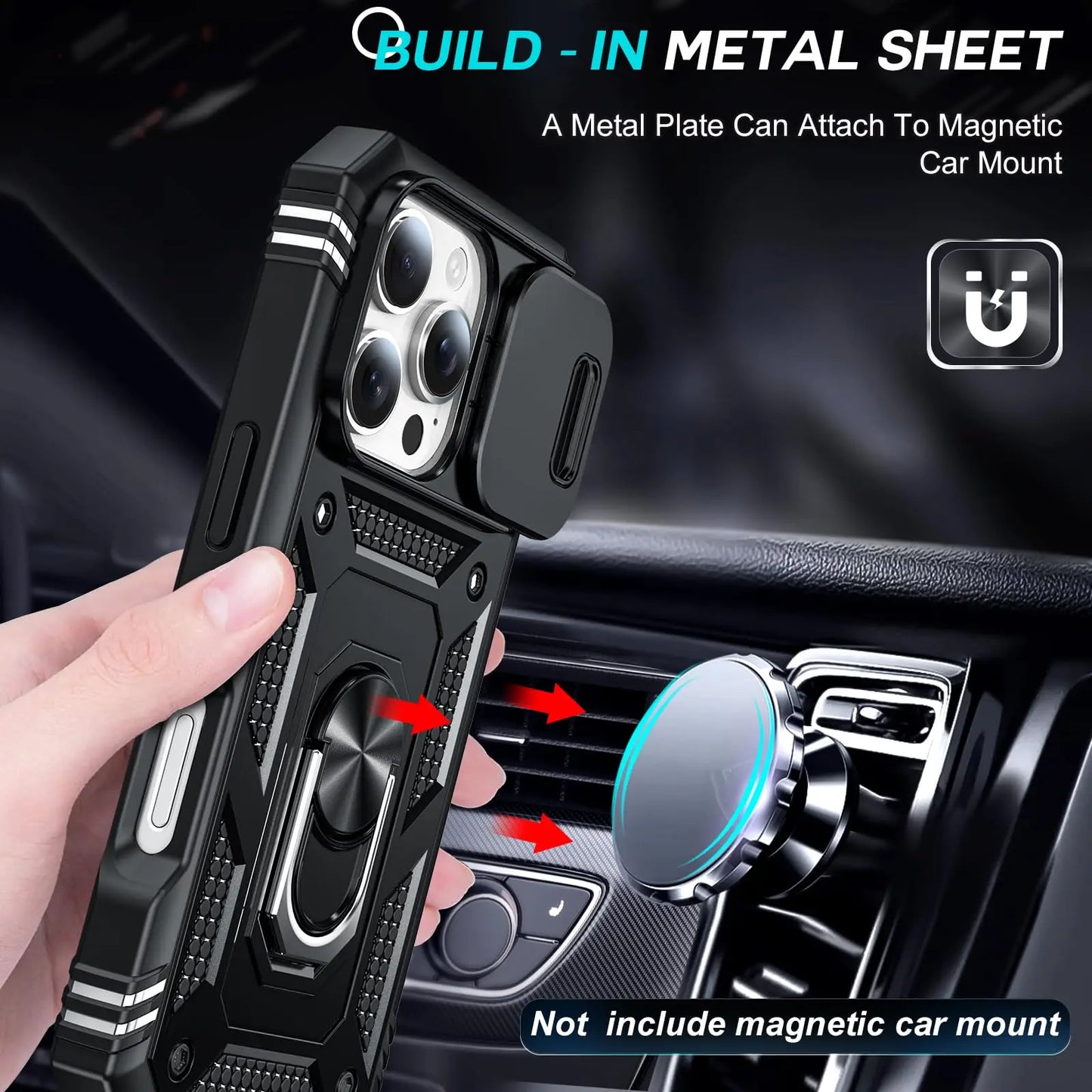 Military Armor iPhone Case with Camera Slide & 360° Stand