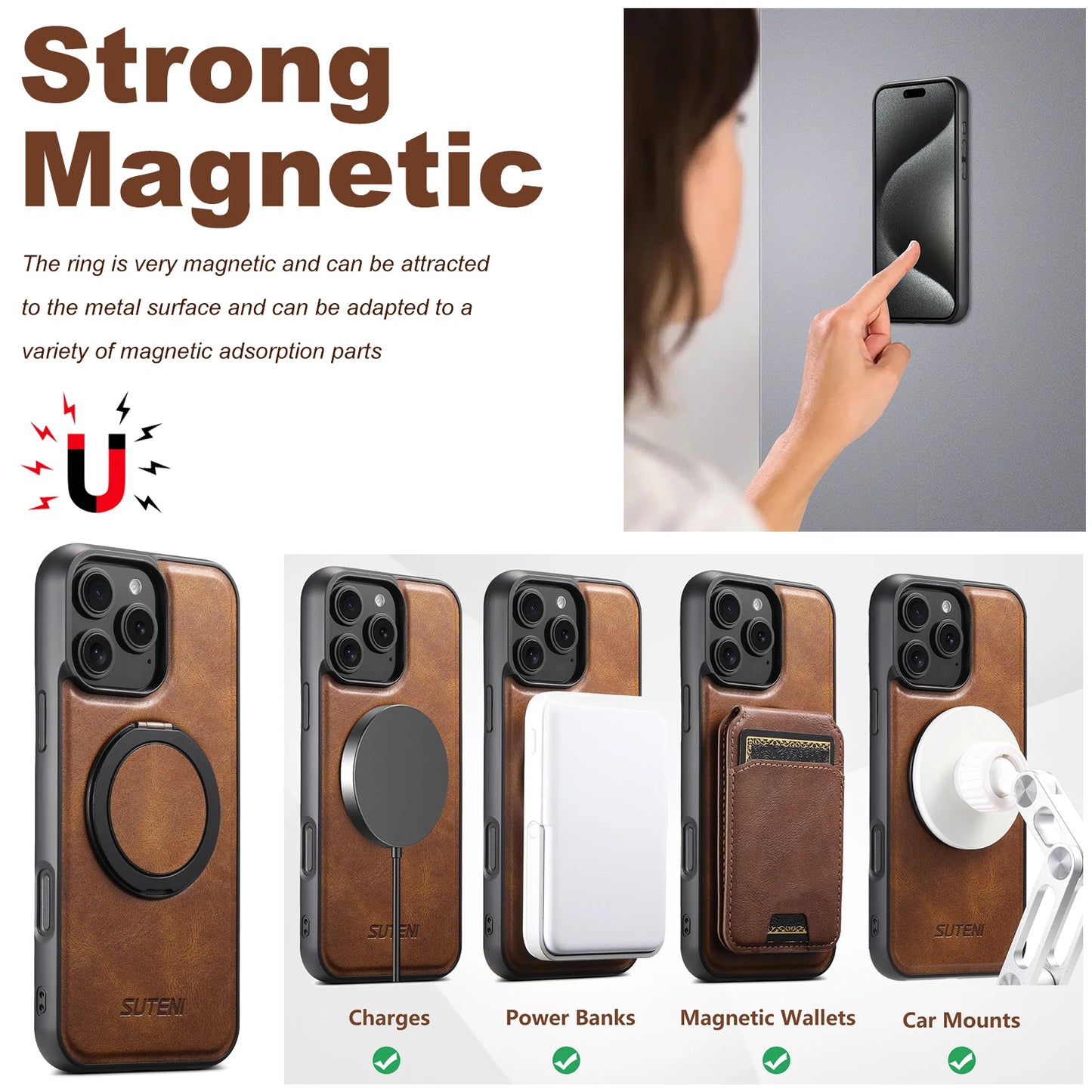 PU Leather Rotating Stand Case for iPhone