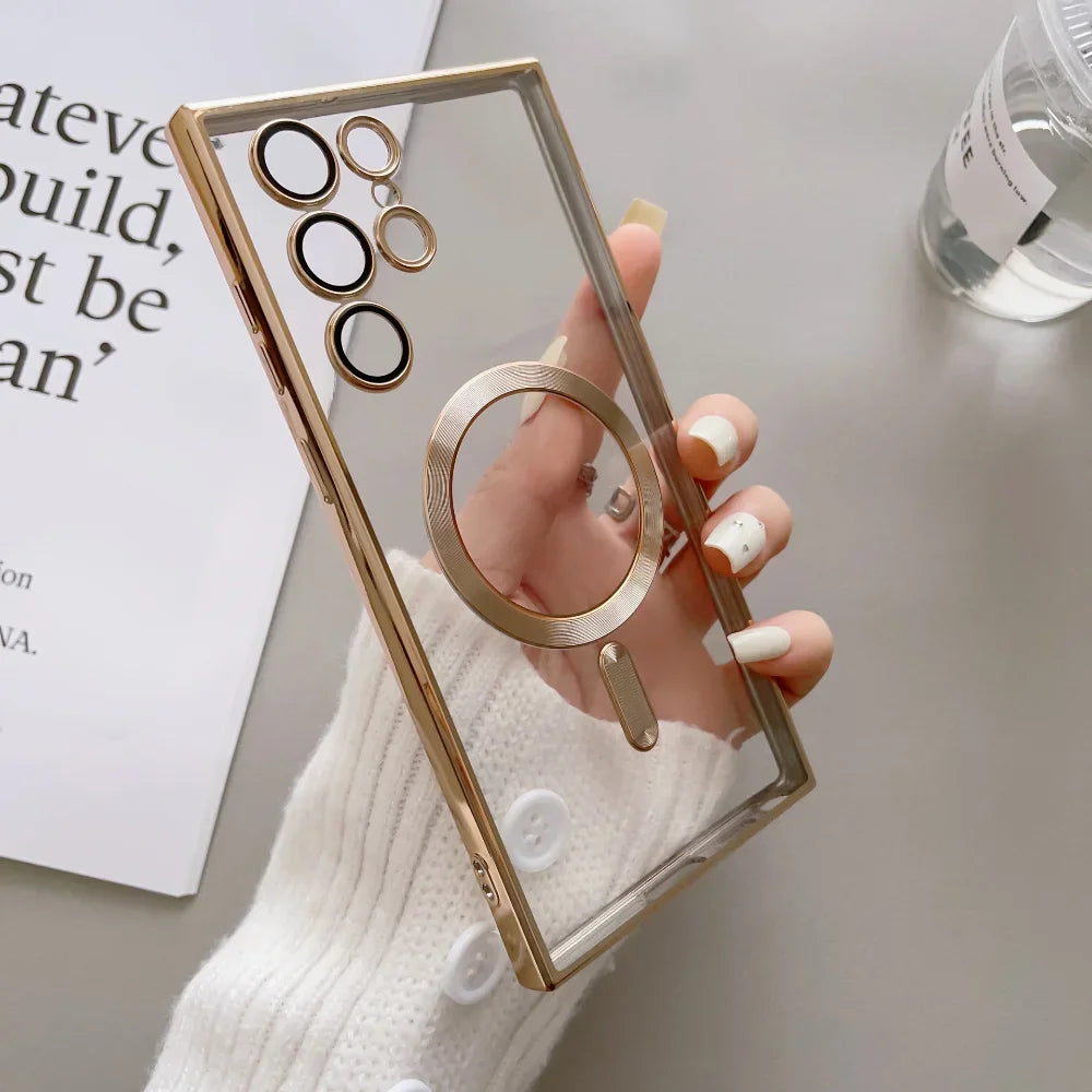 Transparent Plating Magsafe Case for Samsung Galaxy