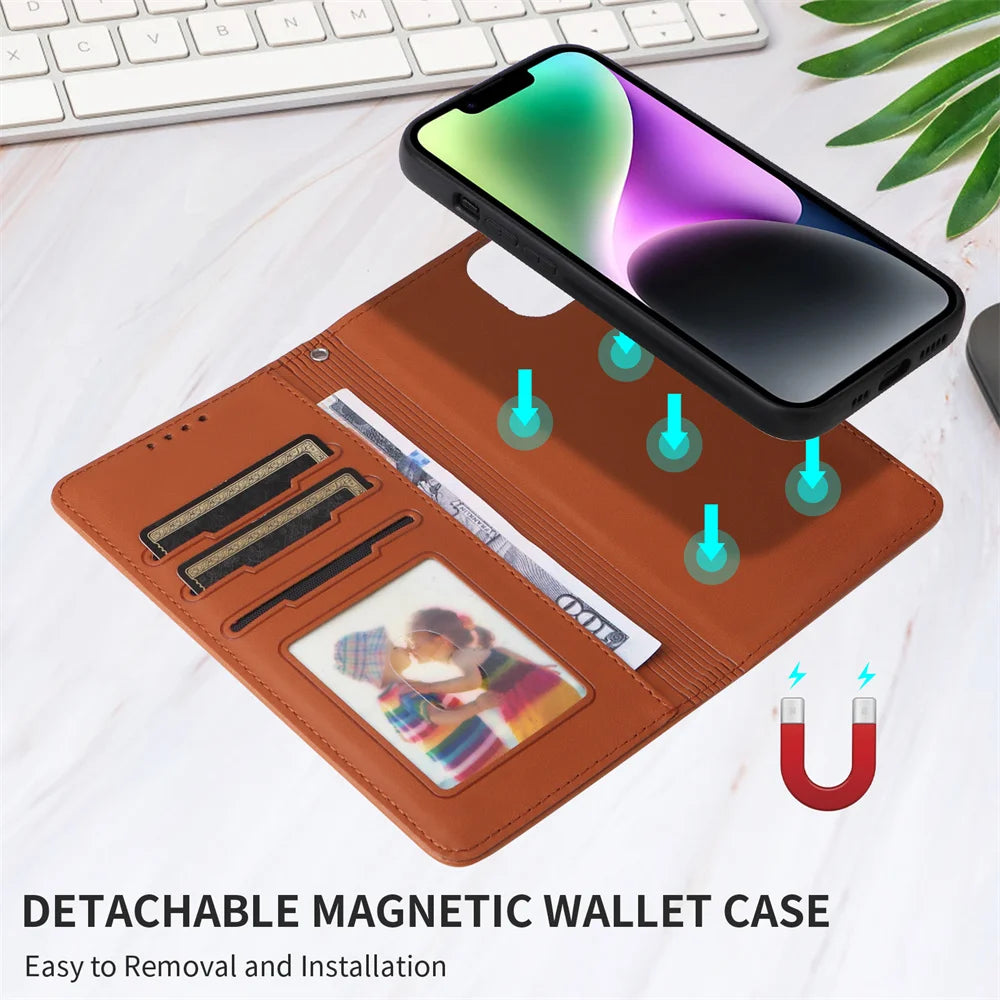 Detachable Magnetic Flip Leather Case for iPhone