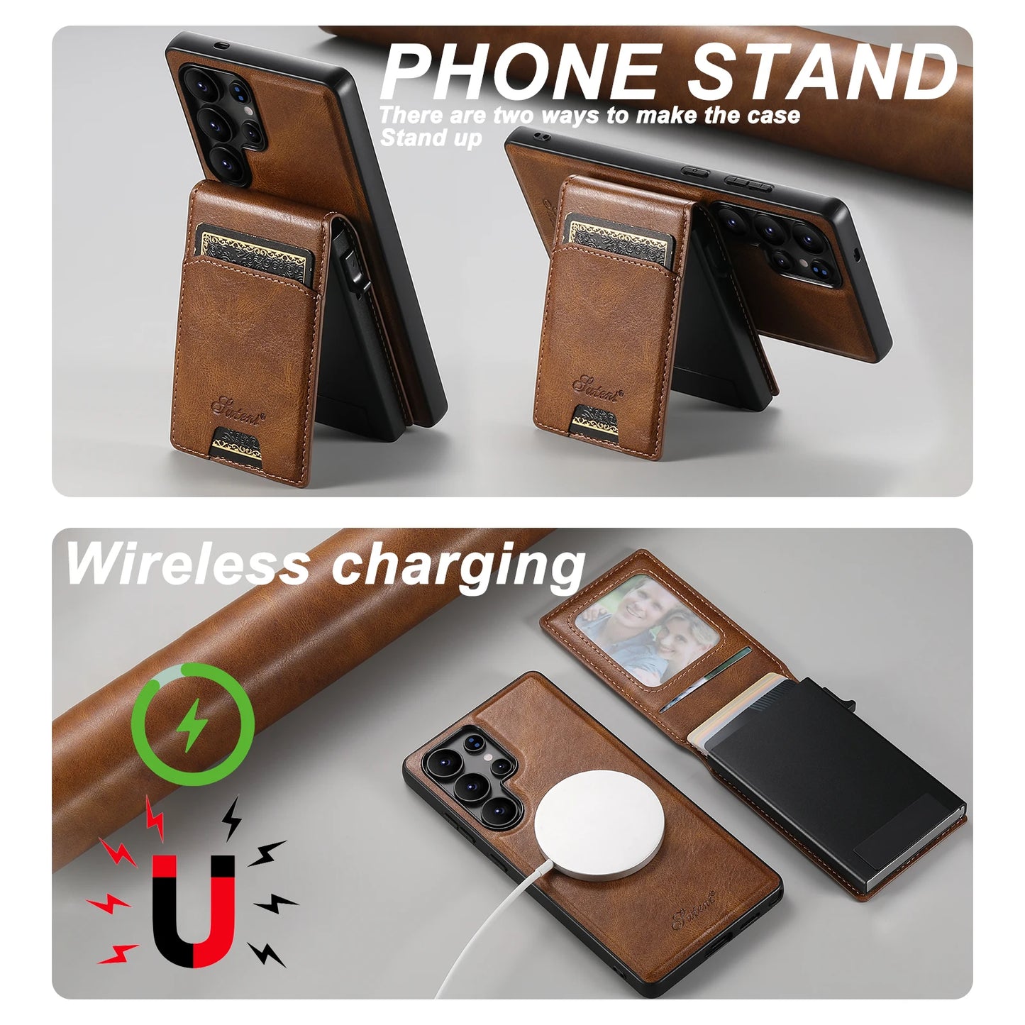Luxury PU Leather Wallet Phone Case with Card Slot for Samsung