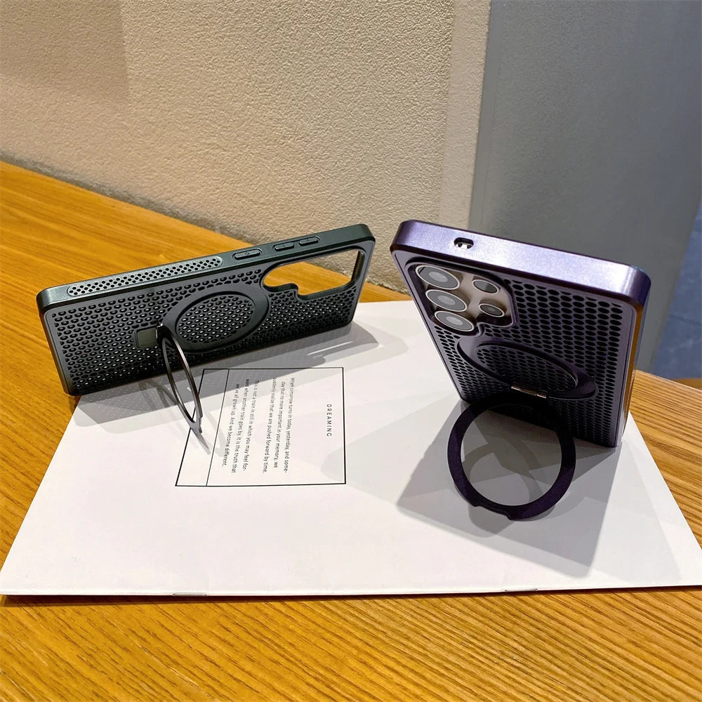 Magnetic Metal Fold Stand Cooling Case for Samsung Galaxy - CaseifyTrend
