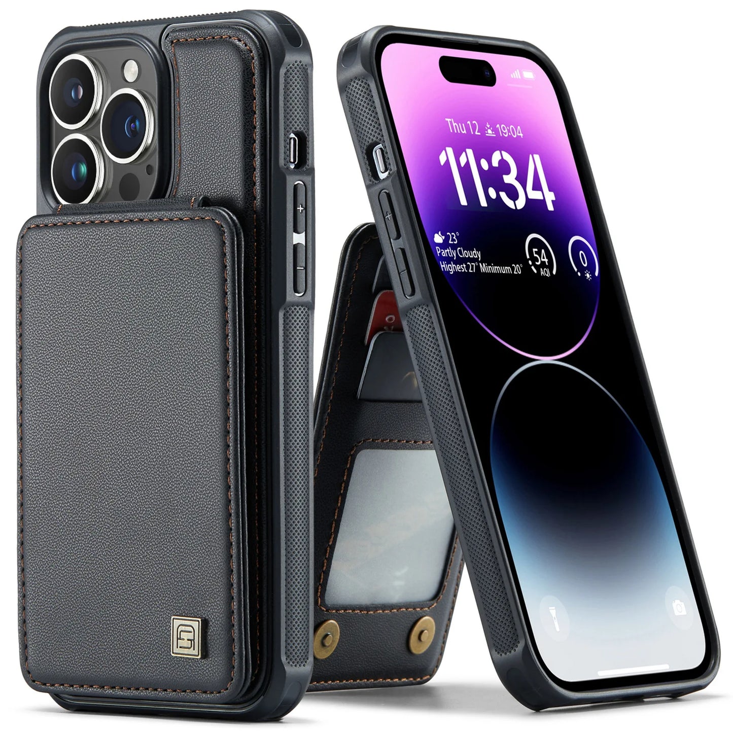 Magnetic Leather Wallet Case with Card Holder for iPhone