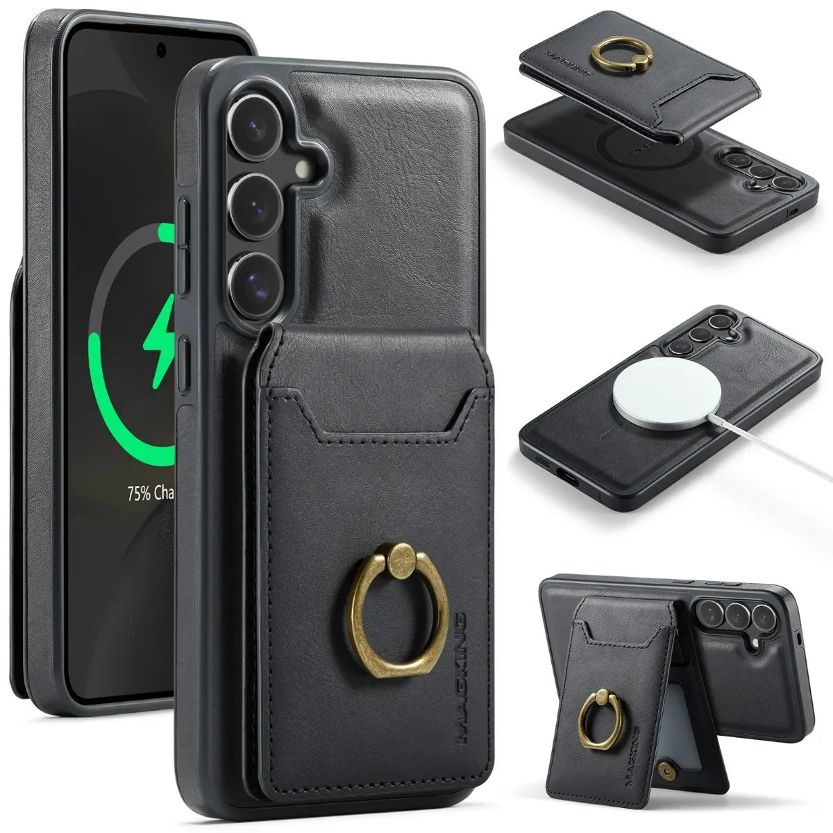 Magnetic Leather Phone Case with Card Holder for Samsung