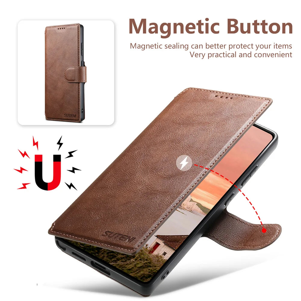 Detachable Magnetic Leather Wallet Phone Case for Samsung