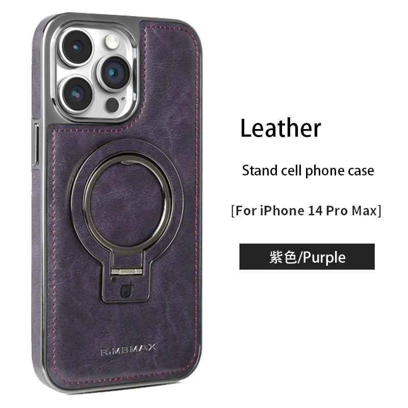 Luxury Leather MagSafe Stand Case for iPhone