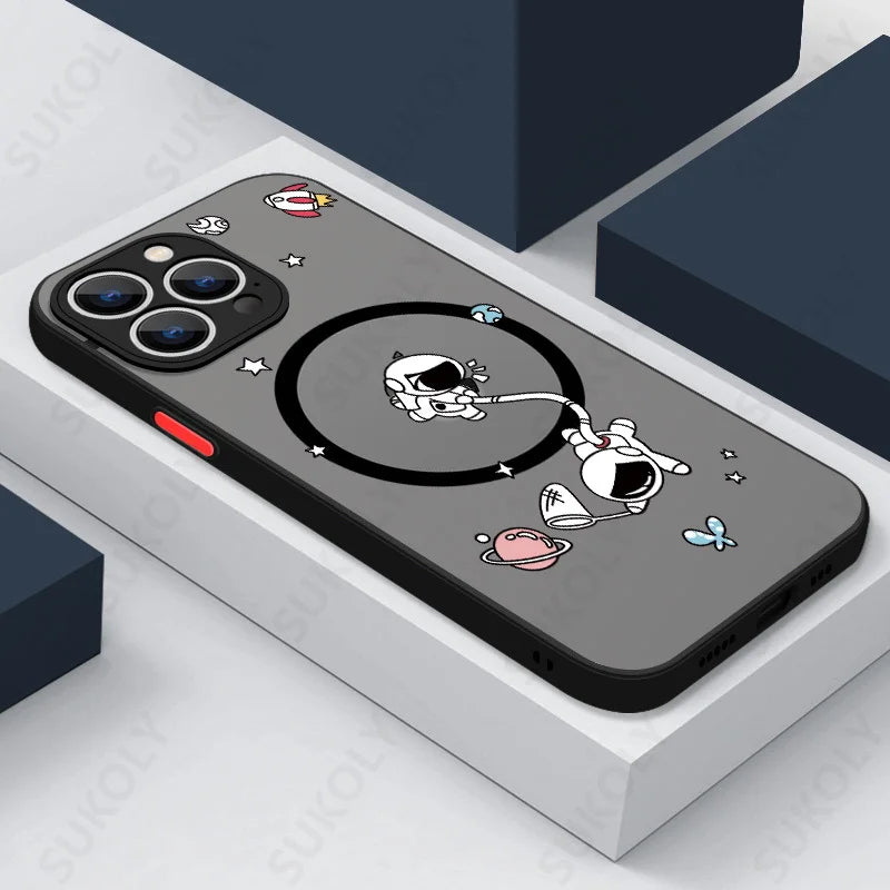 Magnetic Magsafe Moon Astronaut Case for iPhone - CaseifyTrend