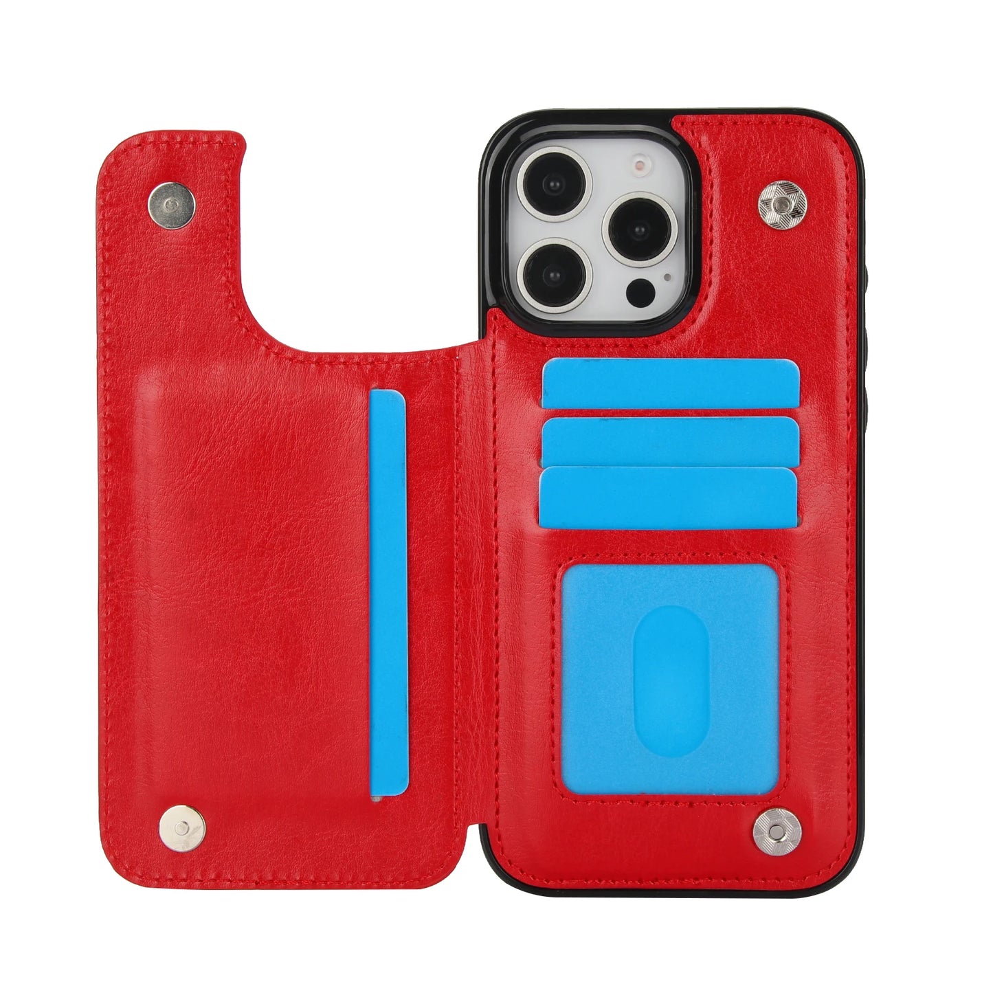 PU Leather Case with Kickstand Card Holder for iPhone - CaseifyTrend