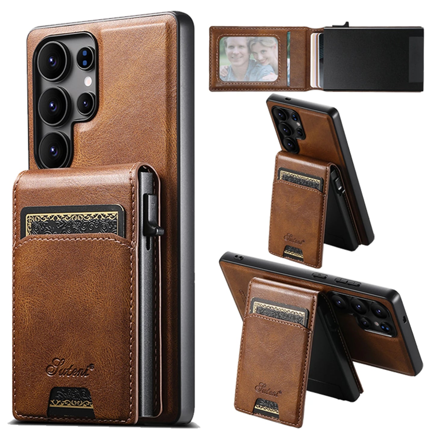 Luxury PU Leather Wallet Phone Case with Card Slot for Samsung