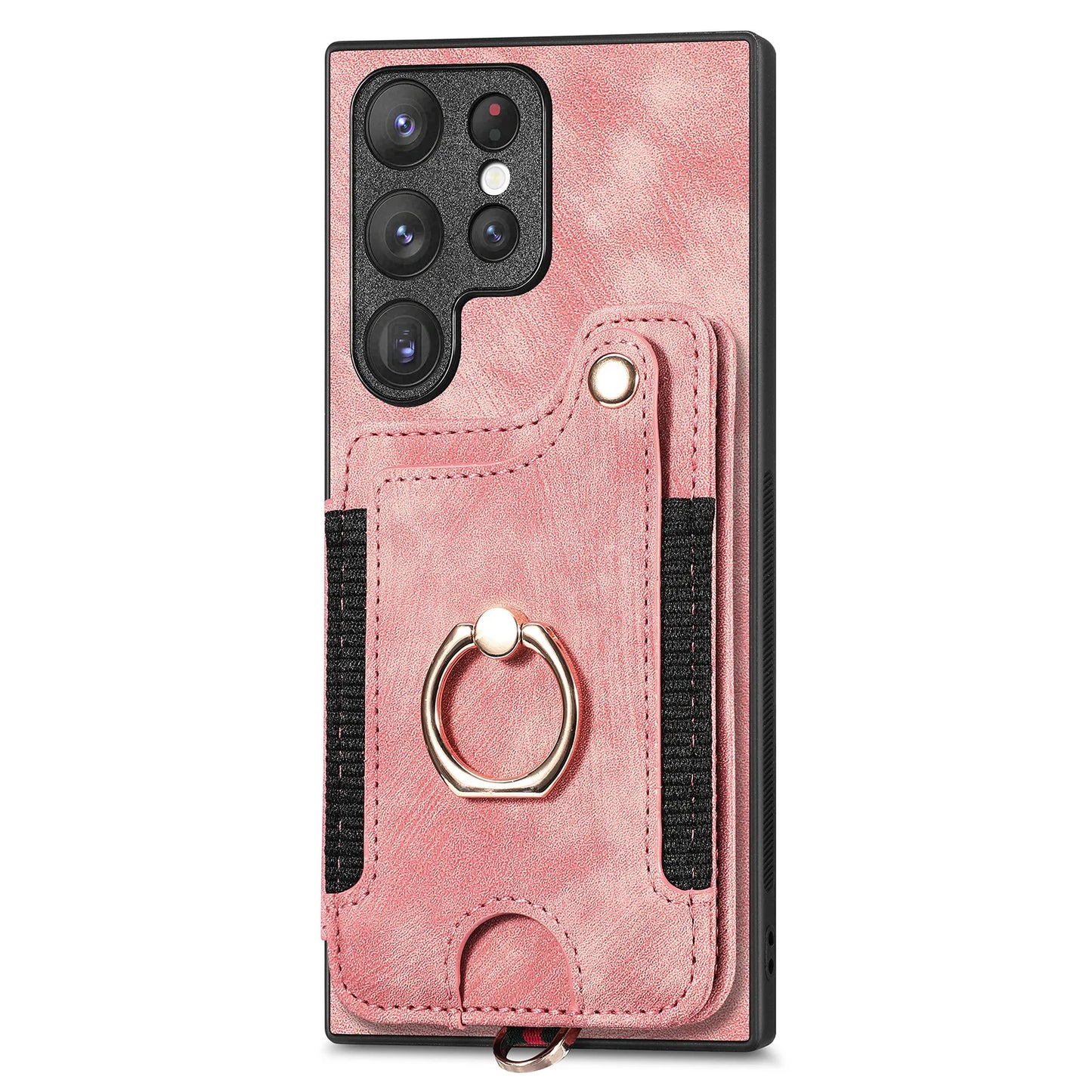 Leather Wallet Phone Case with Ring Holder for Samsung