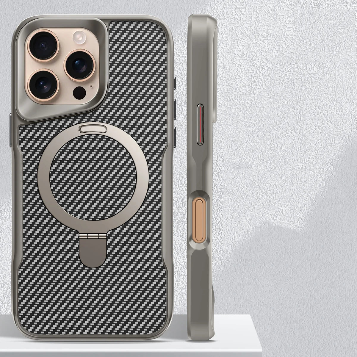 Desert Titanium MagSafe Carbon Armor iPhone Case