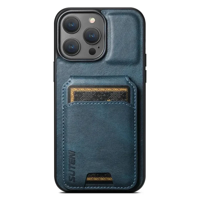 Luxury Magnetic Leather Wallet Case with Card Holder for iPhone