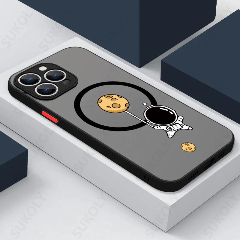 Magnetic Magsafe Moon Astronaut Case for iPhone - CaseifyTrend