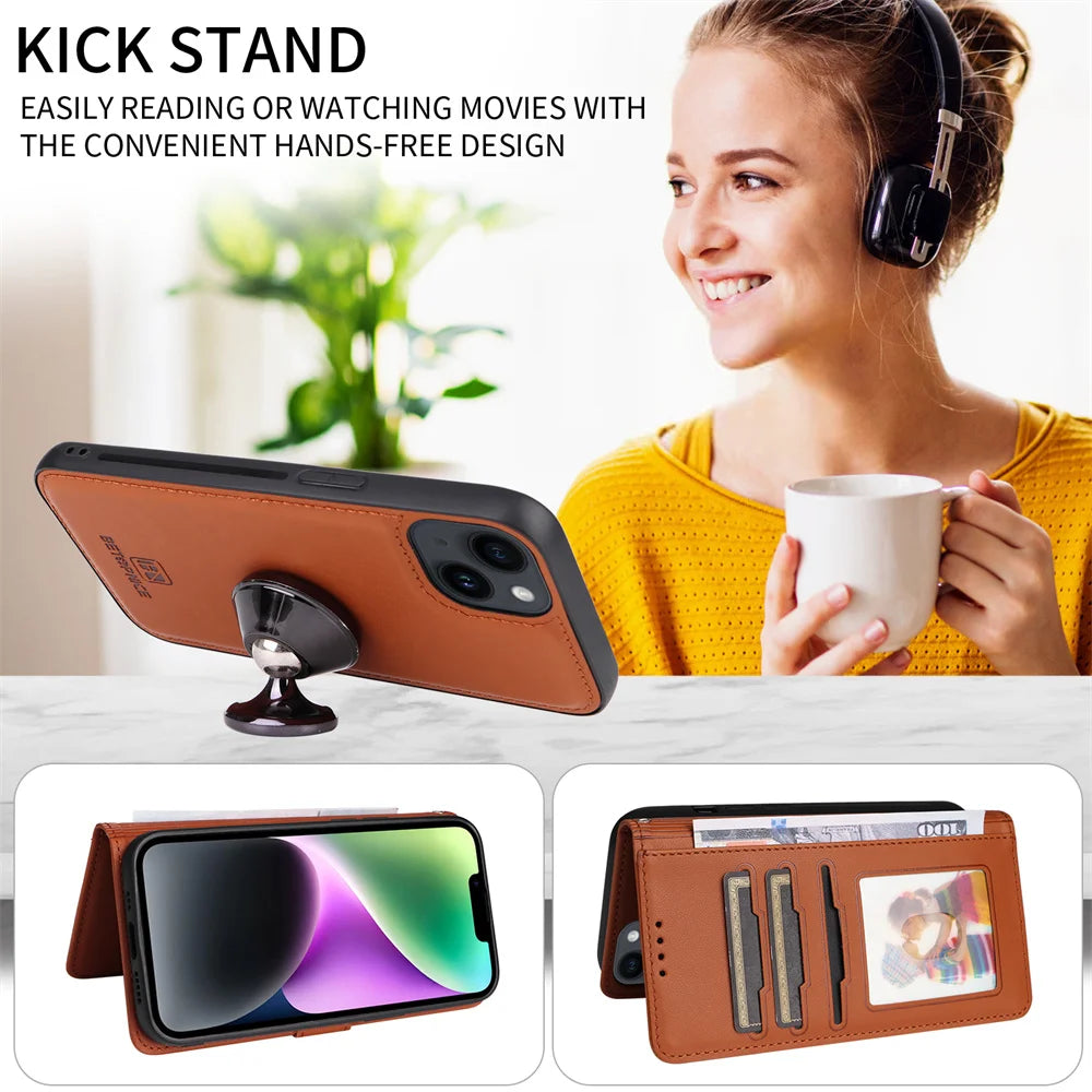 Detachable Magnetic Flip Leather Case for iPhone