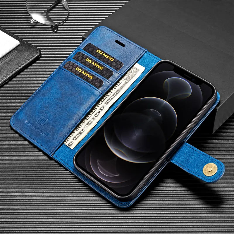 Detachable Magnetic Leather Wallet Case for iPhone - CaseifyTrend