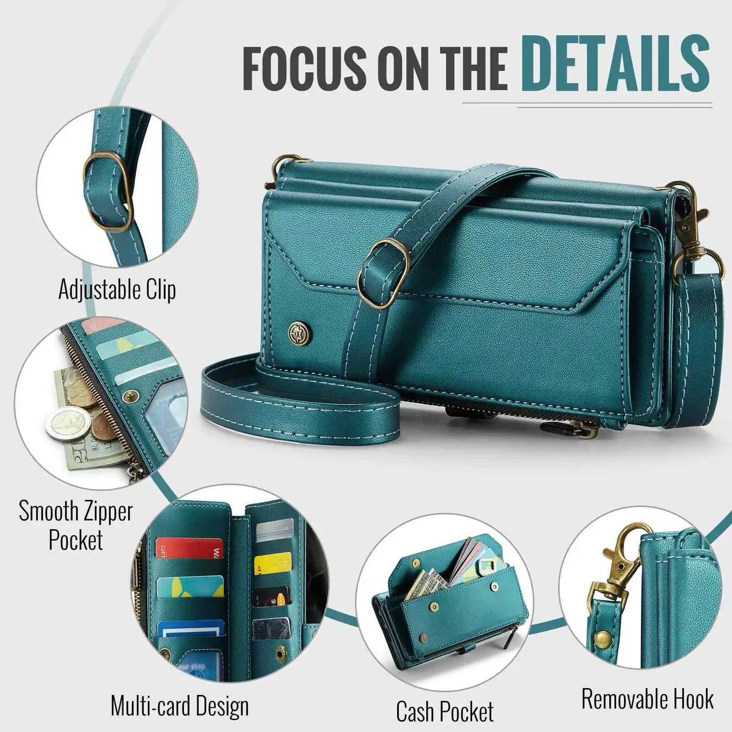 Crossbody Wallet Case with Card Holder for Samsung Galaxy