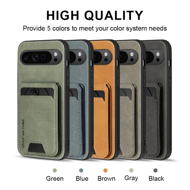 Solid Color Leather Wallet Phone Case with Card Slot for Samsung