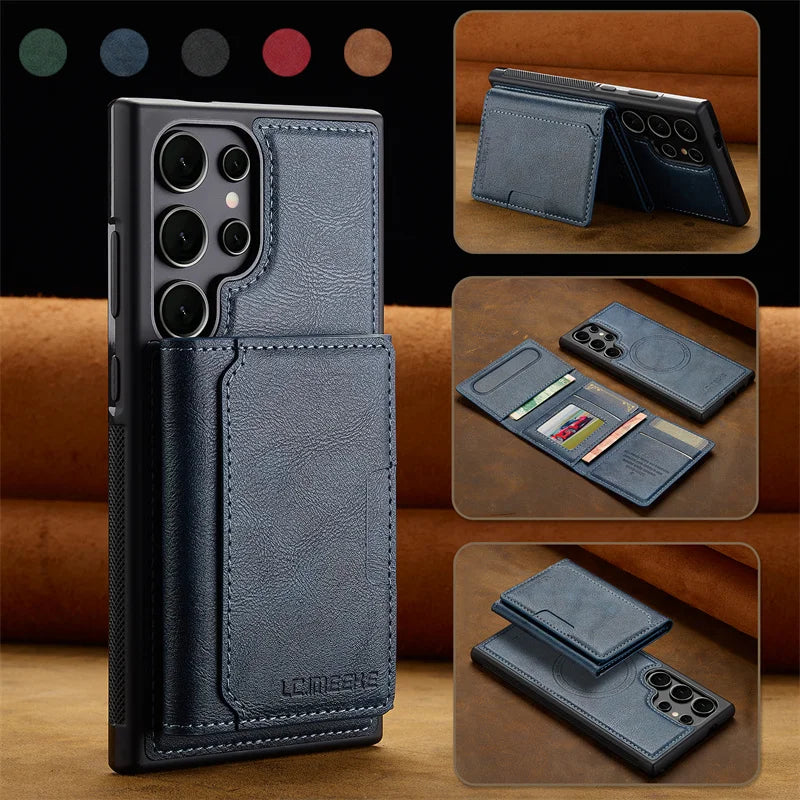 Luxury Magsafe Leather Wallet Phone Case for Samsung Galaxy