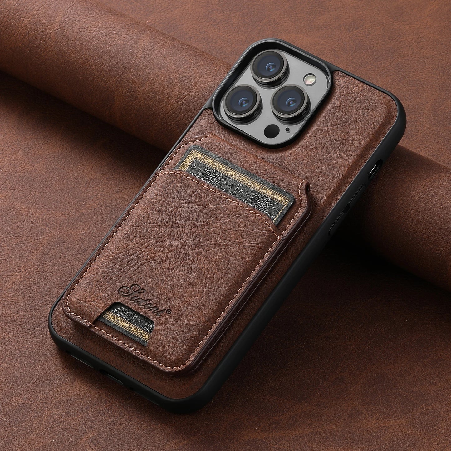 Luxury Magnetic Leather Wallet Case with Card Slot for iPhone