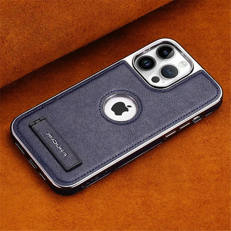 Luxury Leather Kickstand Case for iPhone