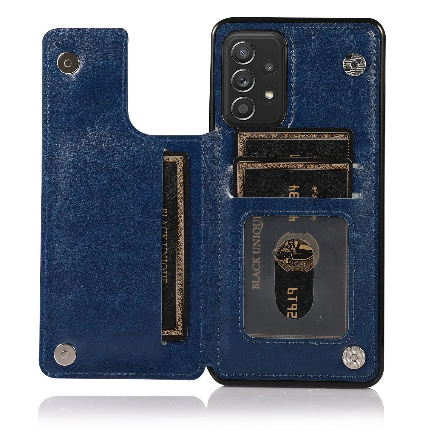 Flip Leather Wallet Case with Card Holder for Samsung