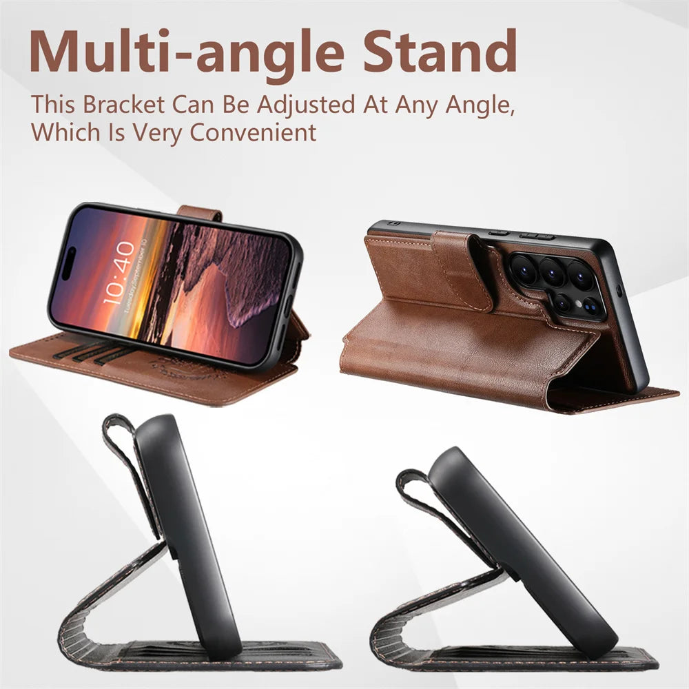 Detachable Magnetic Leather Wallet Phone Case for Samsung