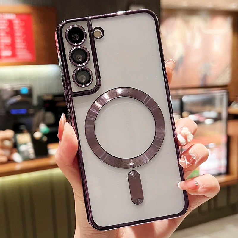 Plating Clear Magnetic Case for Samsung Galaxy