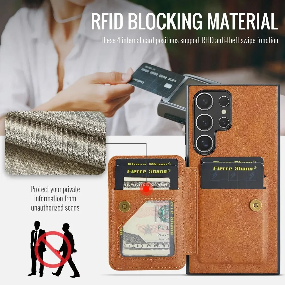 RFID Blocking Wallet Case with Card Holder for Galaxy