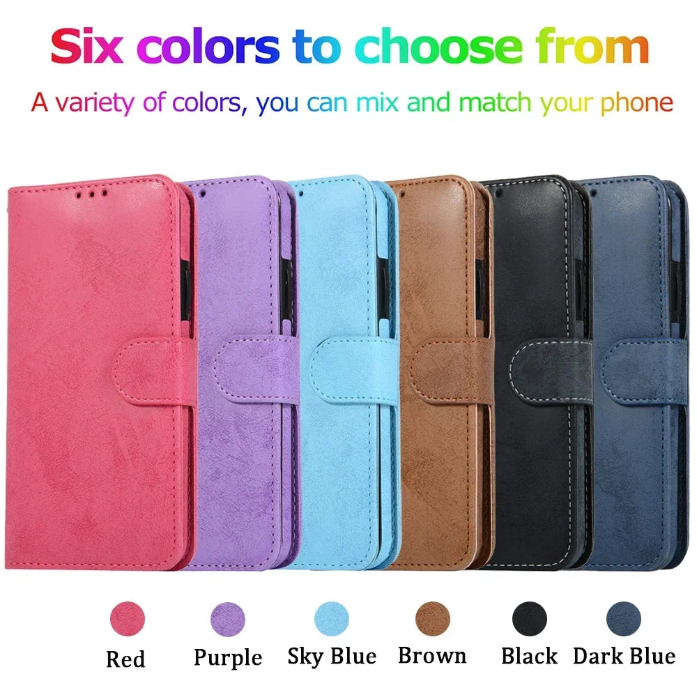 Luxury Leather Flip Wallet Card Case for iPhone