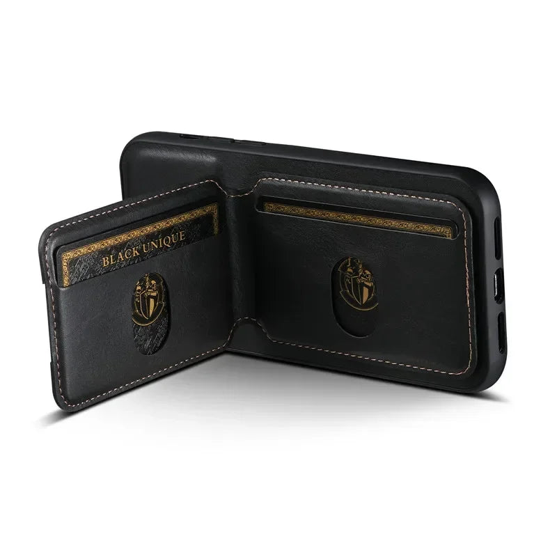 Luxury Magnetic Leather Wallet Case with Card Holder for iPhone