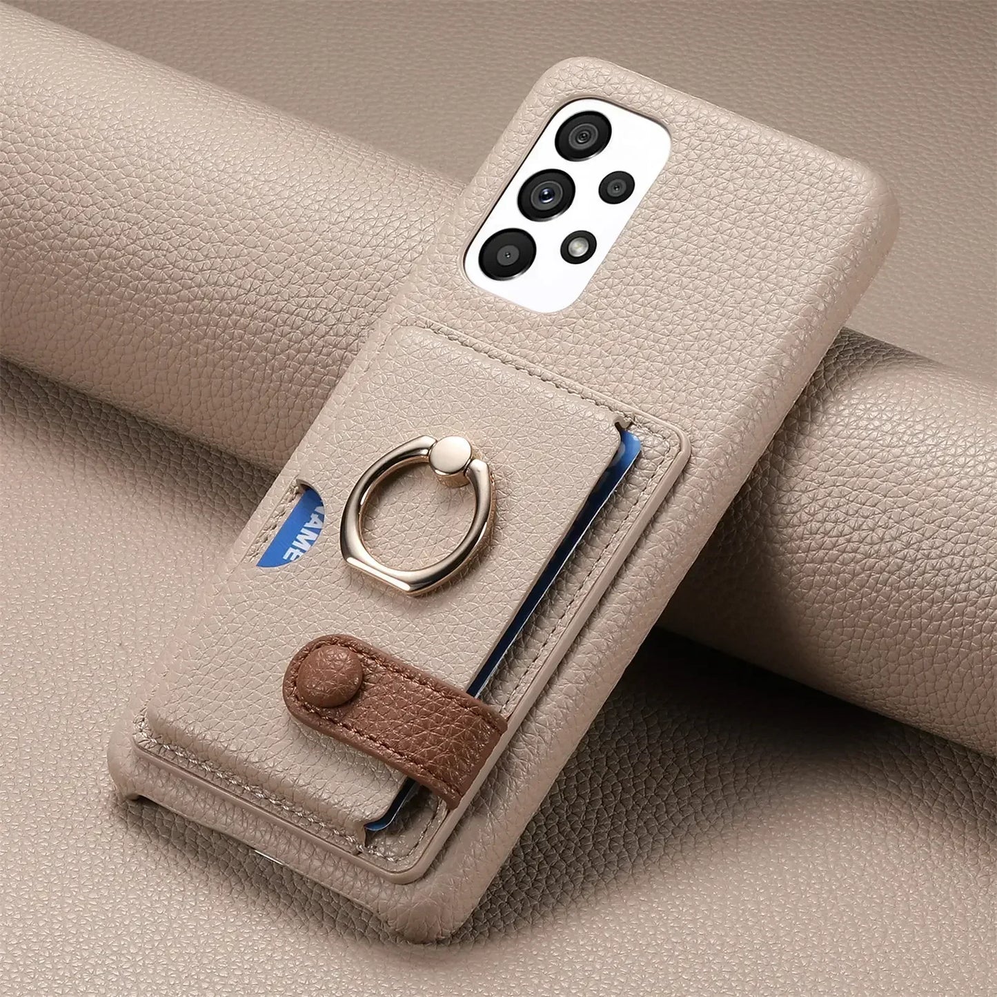 Leather Wallet Phone Case with Ring for Samsung Galaxy Series